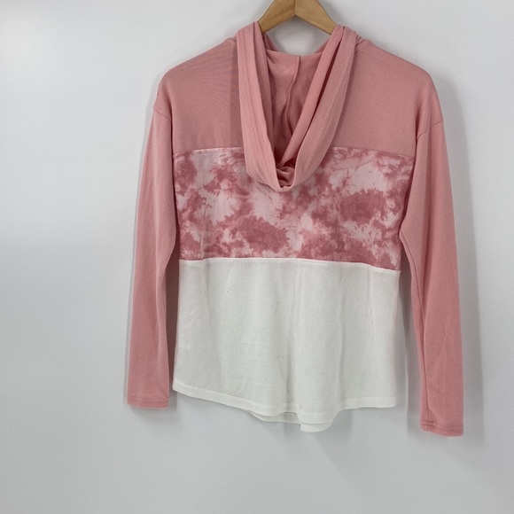 Bobbie Brooks soft pink, tie-dye detail sweatshirt with attached hood - Picture 8 of 9